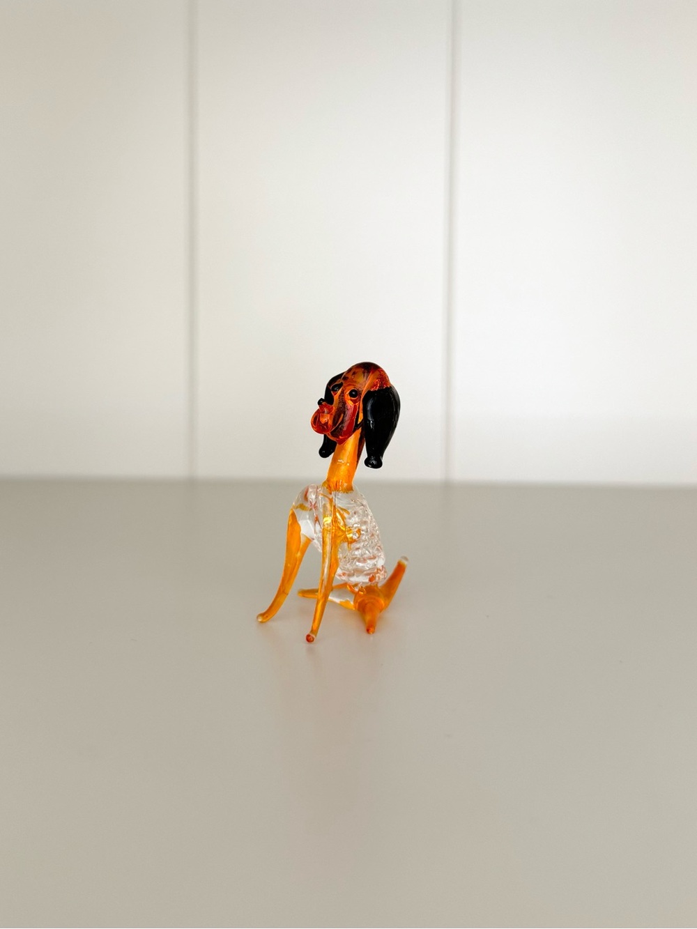 Vintage Hand-Blown Glass Dog Figurine